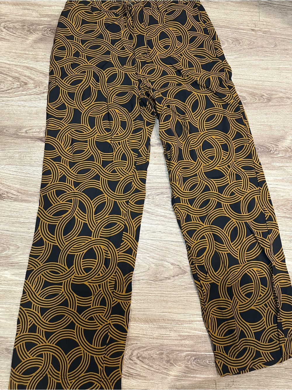 Who What Wear Black & Mustard Geometric Wide-Leg Pants
